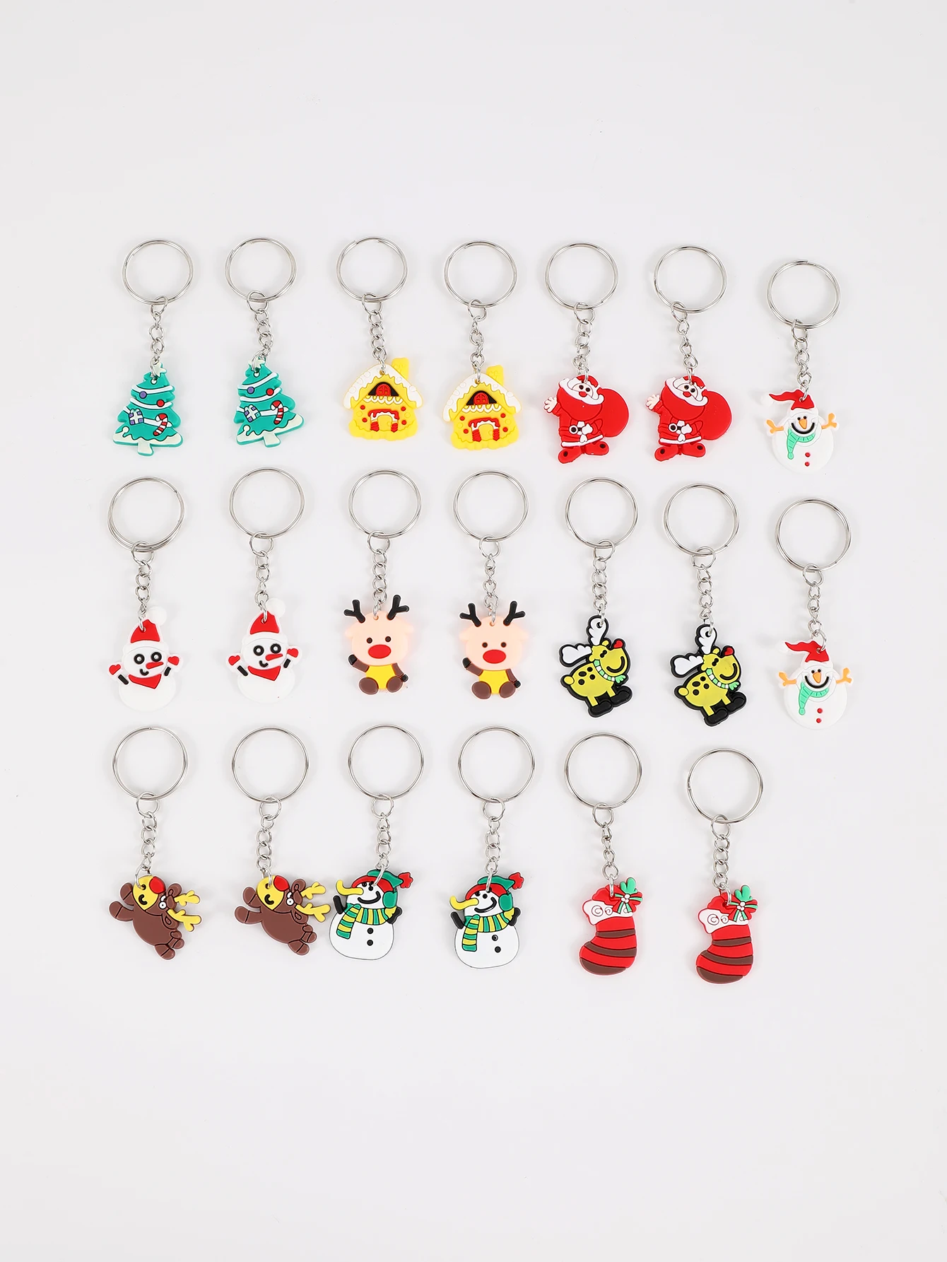 20pcsPVC Cartoon Christmas keychain keyrings for party gifts Christmas supplies back to school gifts