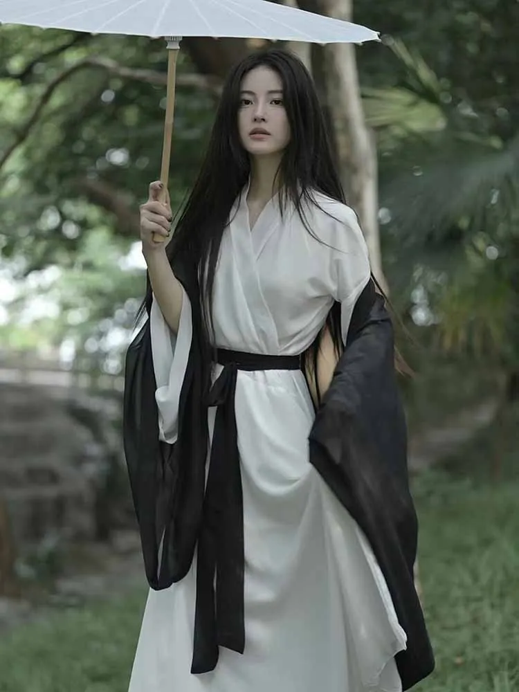 

Women Hanfu Dress Chinese Traditional Hanfu 2pcs Sets Female Cosplay Costume Black&White Hanfu Dress For Women Plus Size XXL