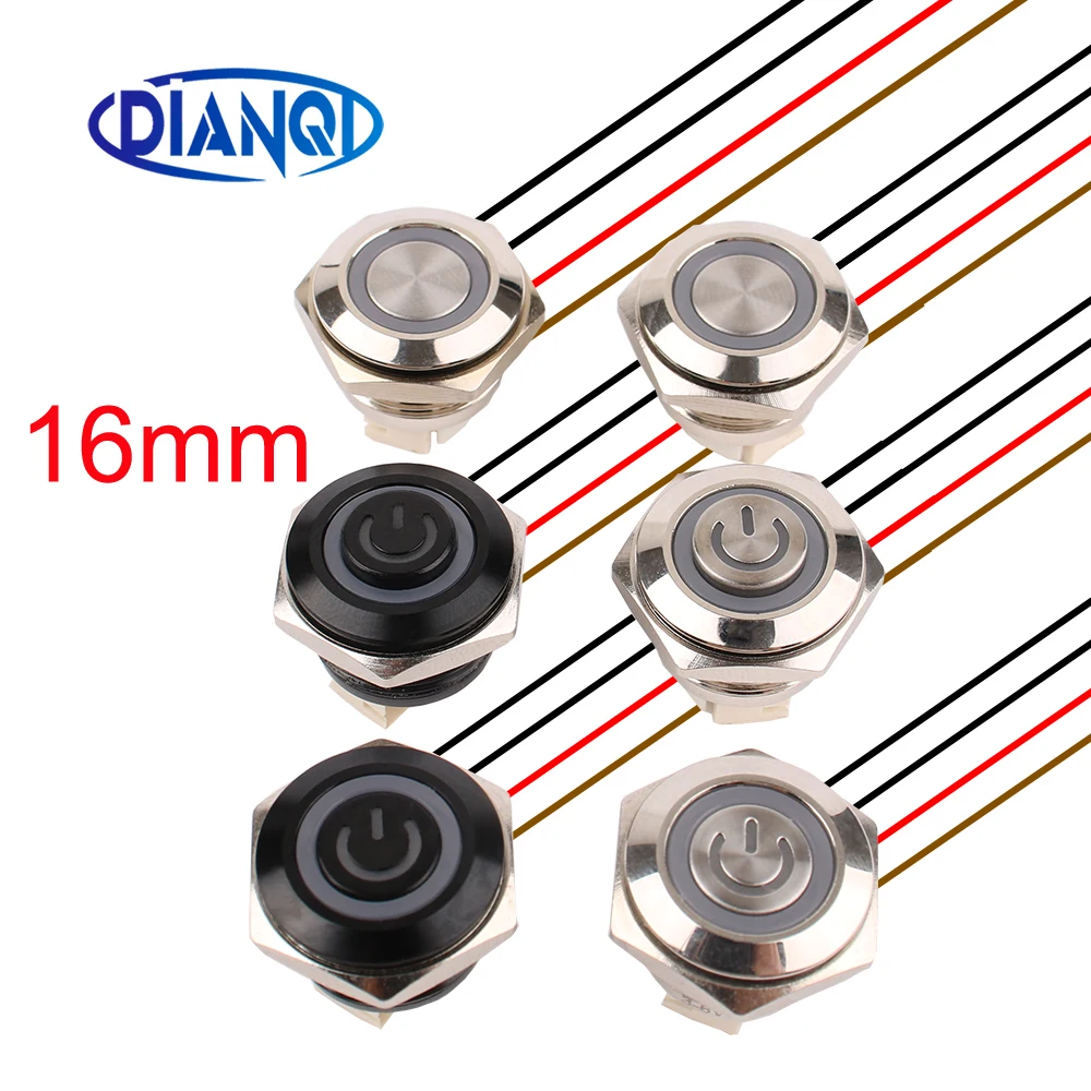 

1 шт., сверхкороткие кнопки для быстрого сброса, 16 мм, 12 В, 220 В