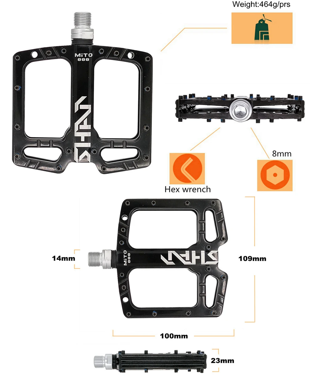 Ultra-light MITO Mountain Bike Pedal Seal 3 Bearing Polished Hollow Non-slip Flat Feet Mtb Bicycle Pedals Riding Equipment Parts