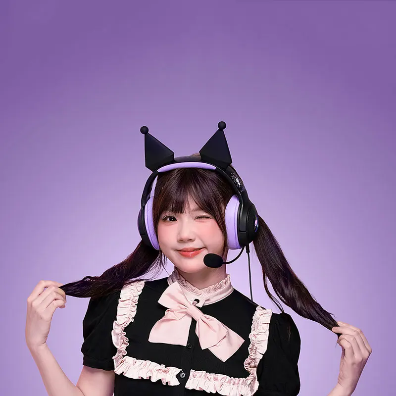 RAZER-Sanrio-Kuromi有線ヘッドセット,カーディオイドマイク,ハイパー