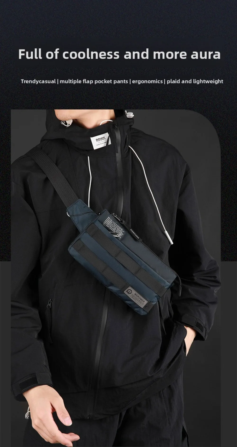 Hochwertige Vintage-Style Herren-Hüfttasche Multifunktionale Kleine Gürteltasche Einfaches Design Schultertasche für Outdoor-Aktivitäten – Detail 2