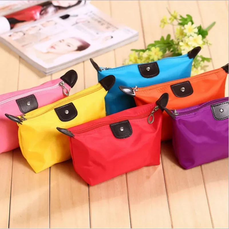 

Portable Cosmetic Bag For Women Colorful Waterproof New Travel Dumpling Bags Mini Cute Toiletry Makeup Tote Bags Purses Vintage