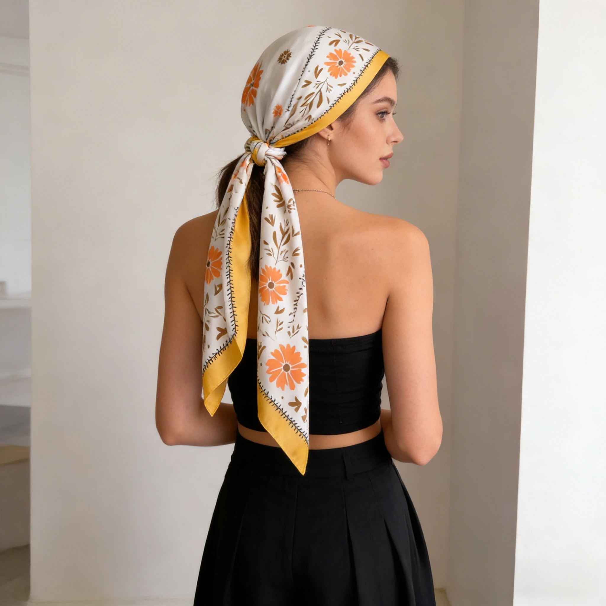 1Pc new printed fashion silk scarf square scarf high-end shawl neck small square scarf headscarf women's scarf