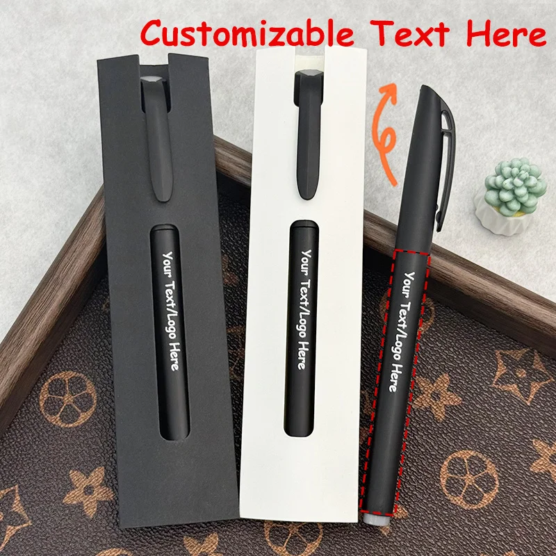 25/60/100 Sets Personalized Gel Pens with Paper Box Custom Logo Suitable for Office and Wedding Use Student Bulk Promotional Gif