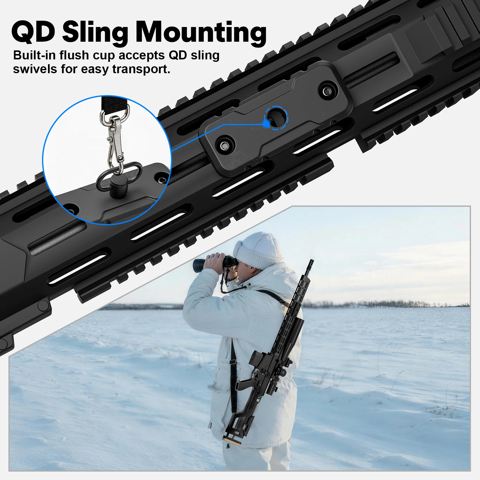 MLOK Exterior Forend Weights with QD Sling, MW5 All Metal Weight Block Kit for MLok Handguard, Rail Scales Mlok Hand Stop - view 5