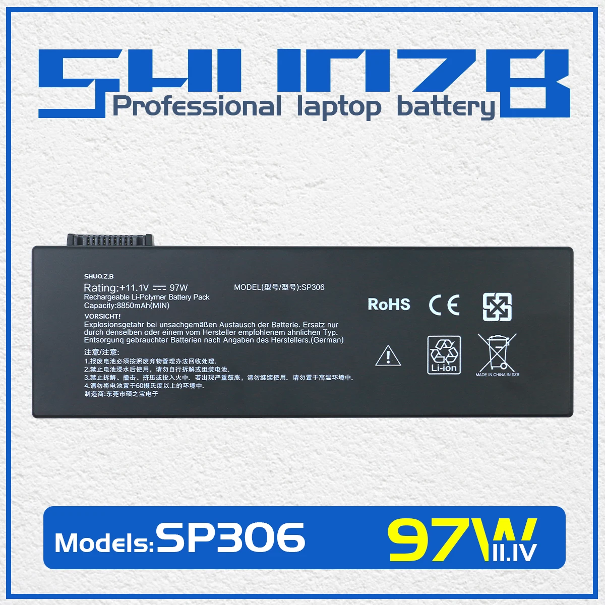 

SHUOZB SP304 SP305 SP306 Laptop Battery For Simatic Field M4 M5 Programmer CNC System 11.1V 97Wh 8850mAh