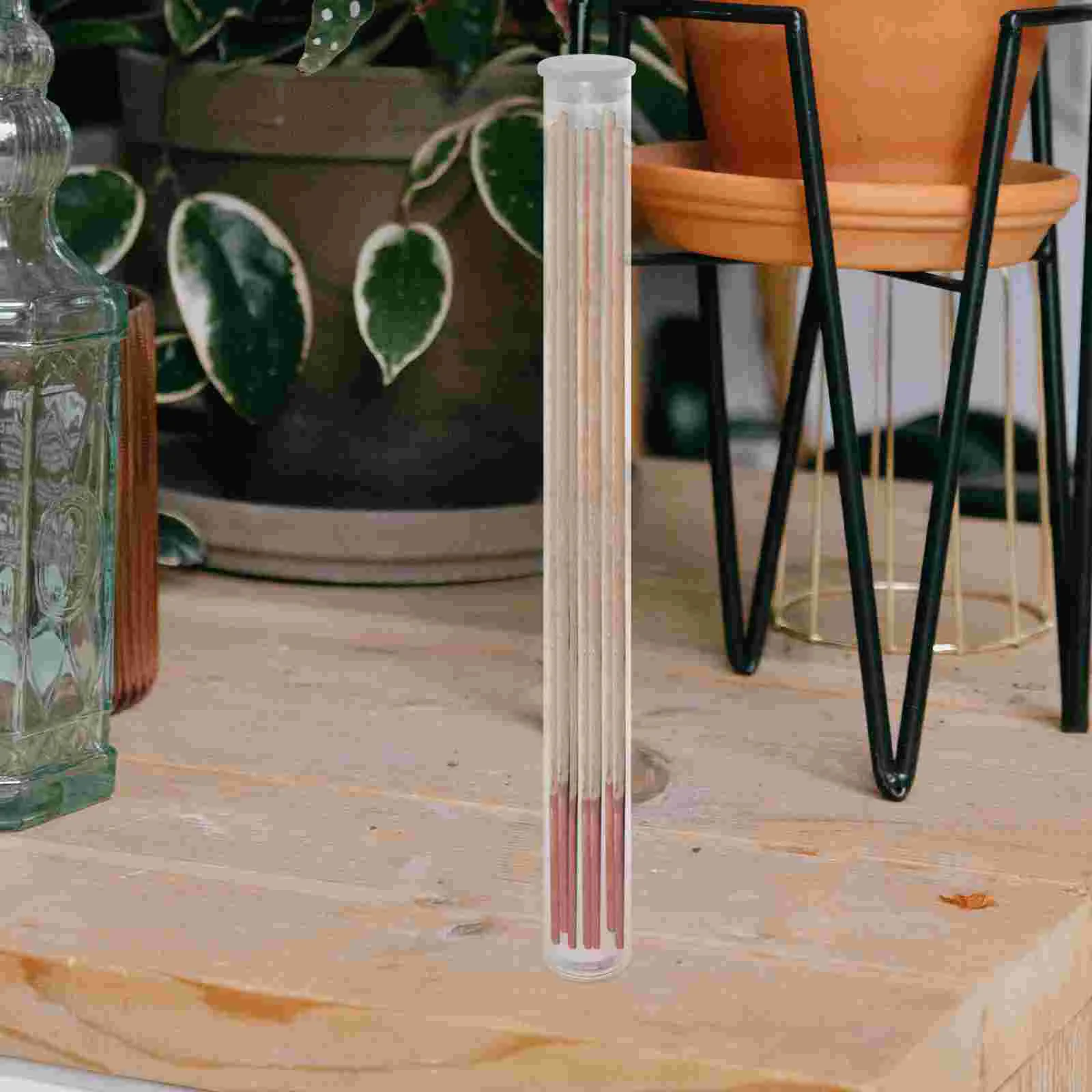 6 Pcs Fragrance Tube Incense Sticks Transparent Acrylic Barrel Holder Container Sandalwood