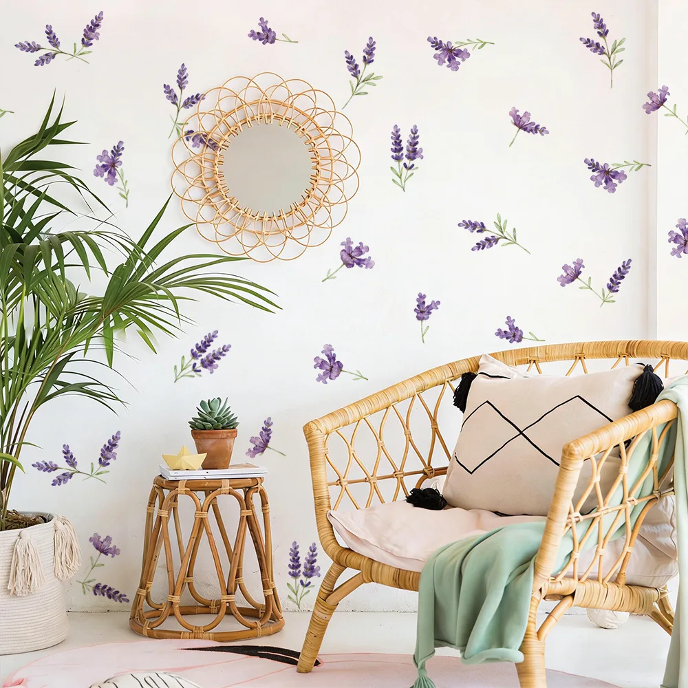 Fresh and Gentle Lavender Bedroom, Living Room and Study DIY Home Decoration Wall Stickers Self-Adhesive