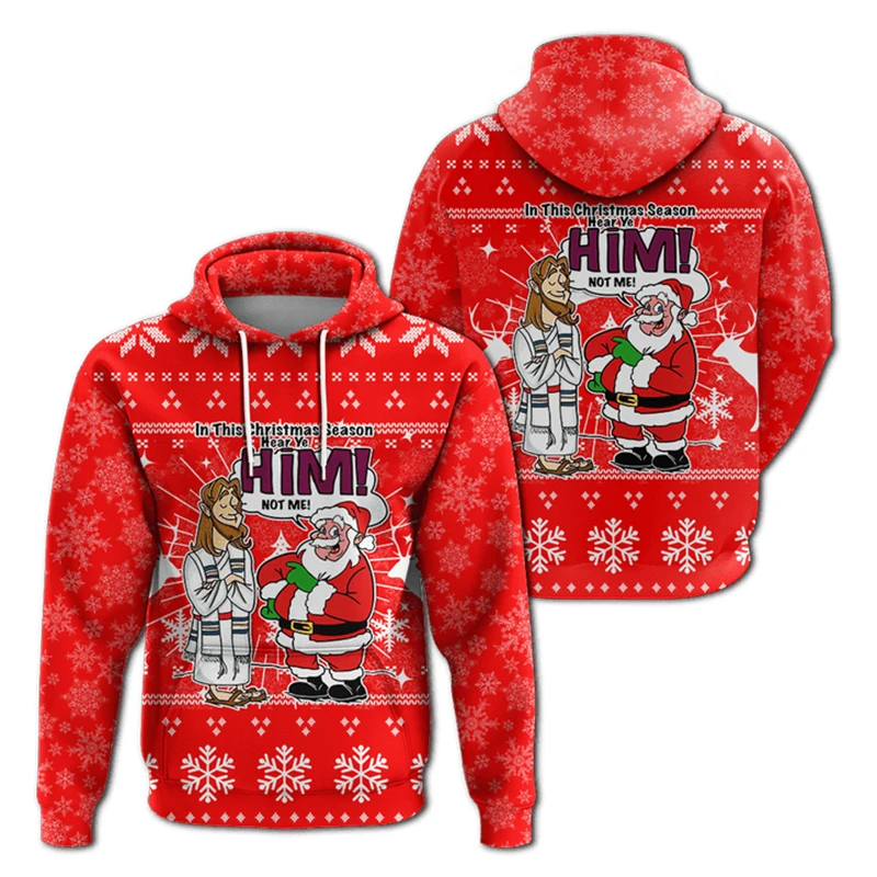 Jesus cristo feio moletom com capuz roupas masculinas 3d impresso papai noel padrão hoodies feliz natal moda ao ar livre popular casaco topo