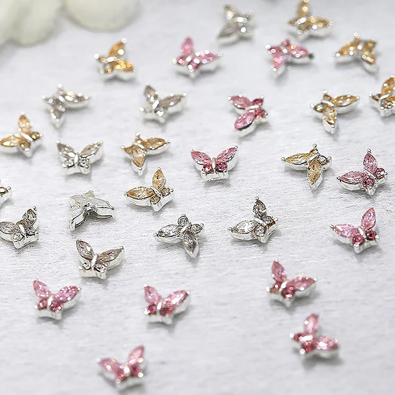 10 قطعة فاخرة ثلاثية الأبعاد صغيرة 4*6 مللي متر كريستال فراشة مسمار الفن حُليات المجوهرات اكسسوارات سبيكة الراين الأظافر لوازم الديكور