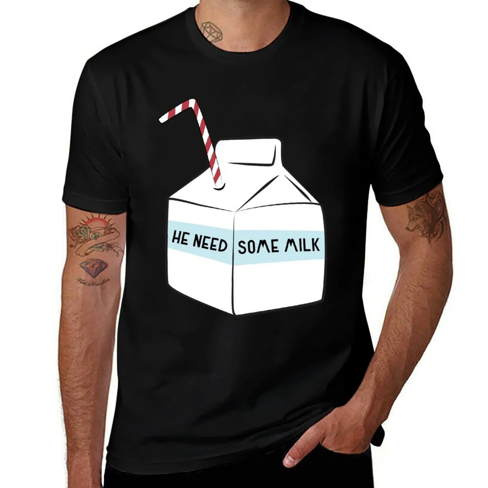 He Need Some Milk T-Shirt Plus Size Simple Casual Top T-Shirt