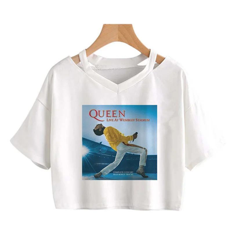 The Queen Band Freddie Mercury T Shirt Women Harajuku Fashion Crop Tops Tshirt Korean Style Ullzang T-shirt Camisa Mujer Female