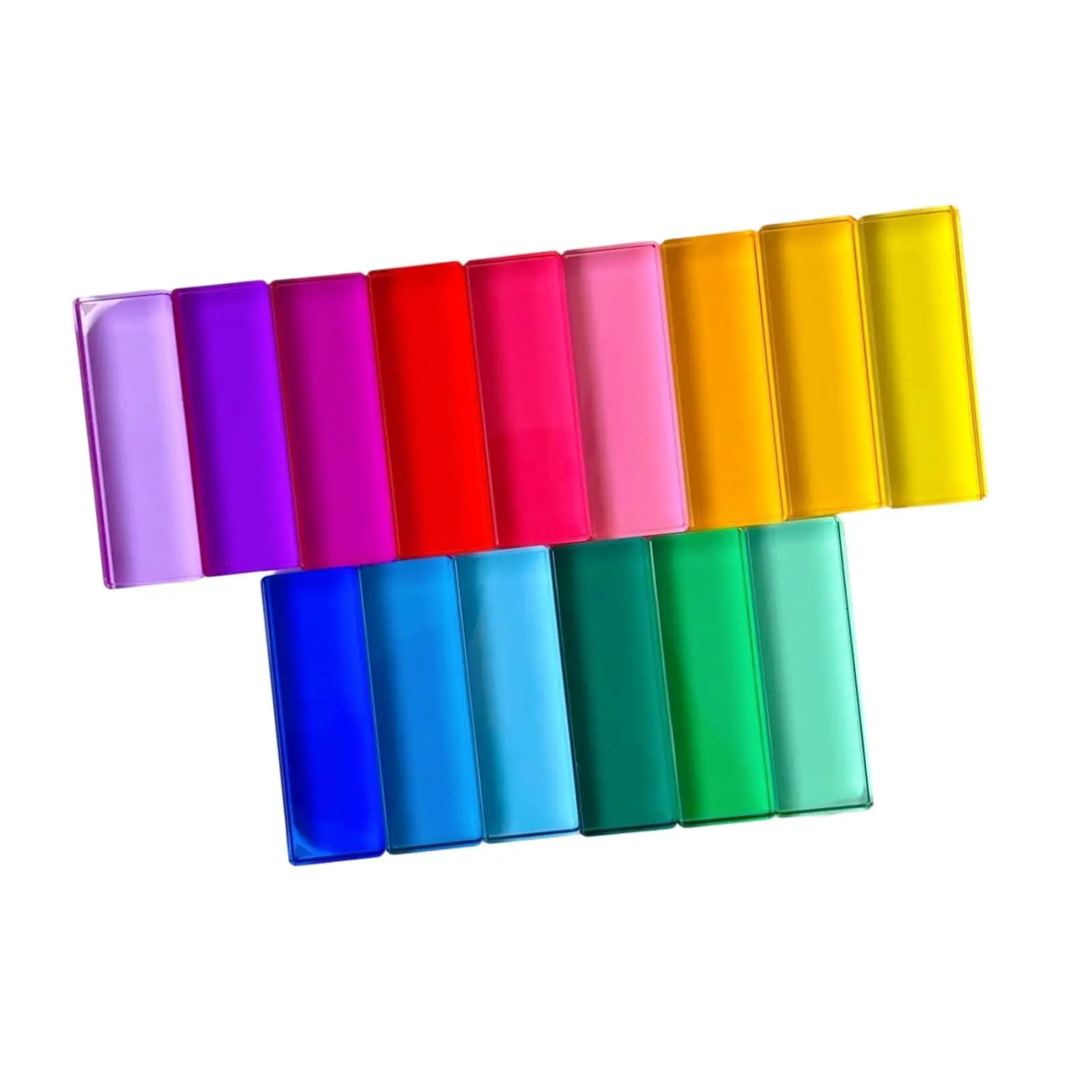 Rainbow Blocks Rectangle Baby Learn Color Birthday Gifts 15Pcs Light Shadow Stacking Toy Acrylic Strip Blocks for Boys Girls