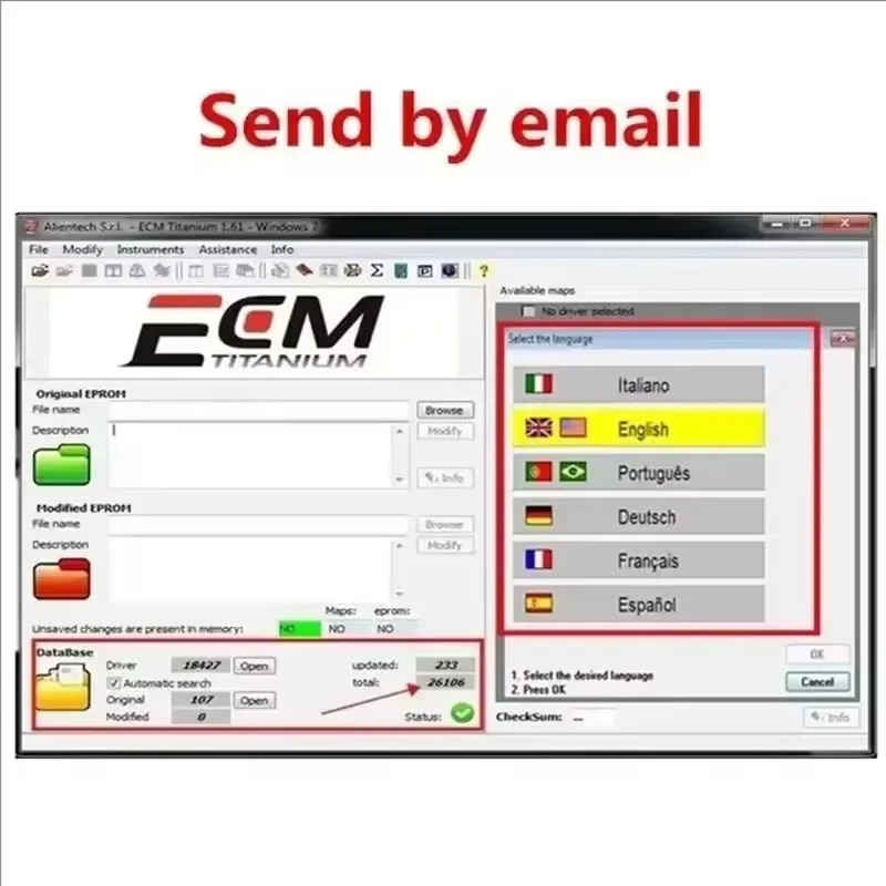 ECM Titanium 1.61 2024 Release with 26,000+ Drivers Full ECU Tool with ECM 18,259+ Drivers Options for Link CD or USB Win 10