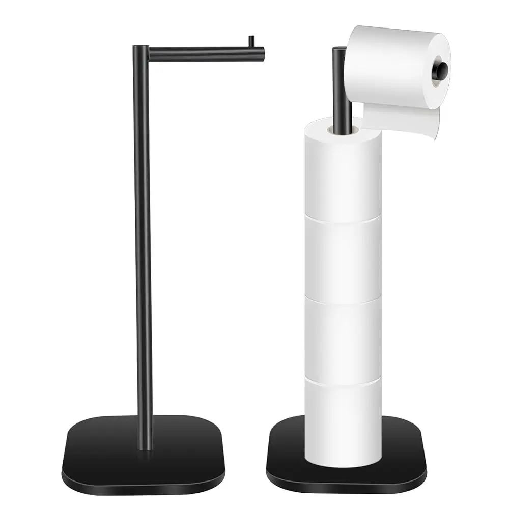 

Напольная подставка для туалетной бумаги, матовая черная подставка для туалетной бумаги для ванной комнаты, держатель для рулонов туалетной бумаги из нержавеющей стали