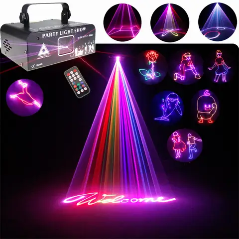 RGB Laser Animation Disco DJ Light Projector Beam Lines Stage DJ DMX Dance Bar Party Effect Christmas Decoration Lamp Show G23R