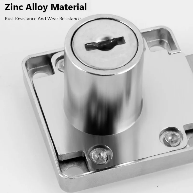 Heavy-Duty Zinc Alloy Drawer Security Lock, Burglarproof Desk Wardrobe Cabinet Locker with 2 Keys for Home and Office Use