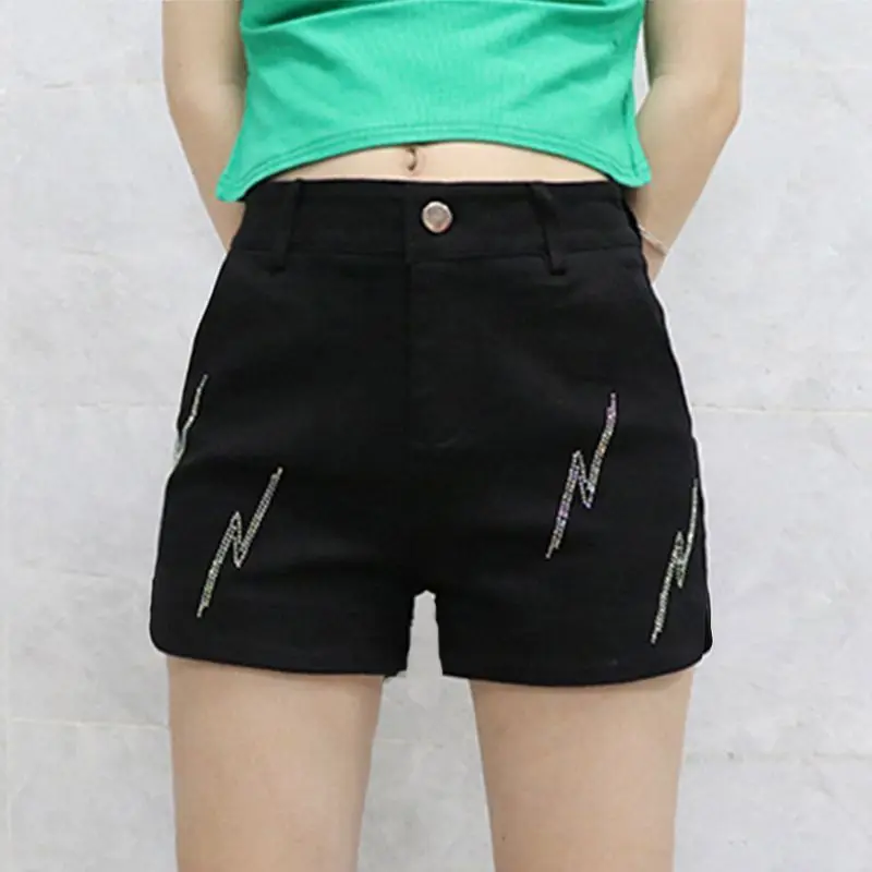 

2024 Spring Summer High Waist Tweed Shorts Button Casual A-line Office Zipper Vintage Irregular Solid Trousers Short LX549