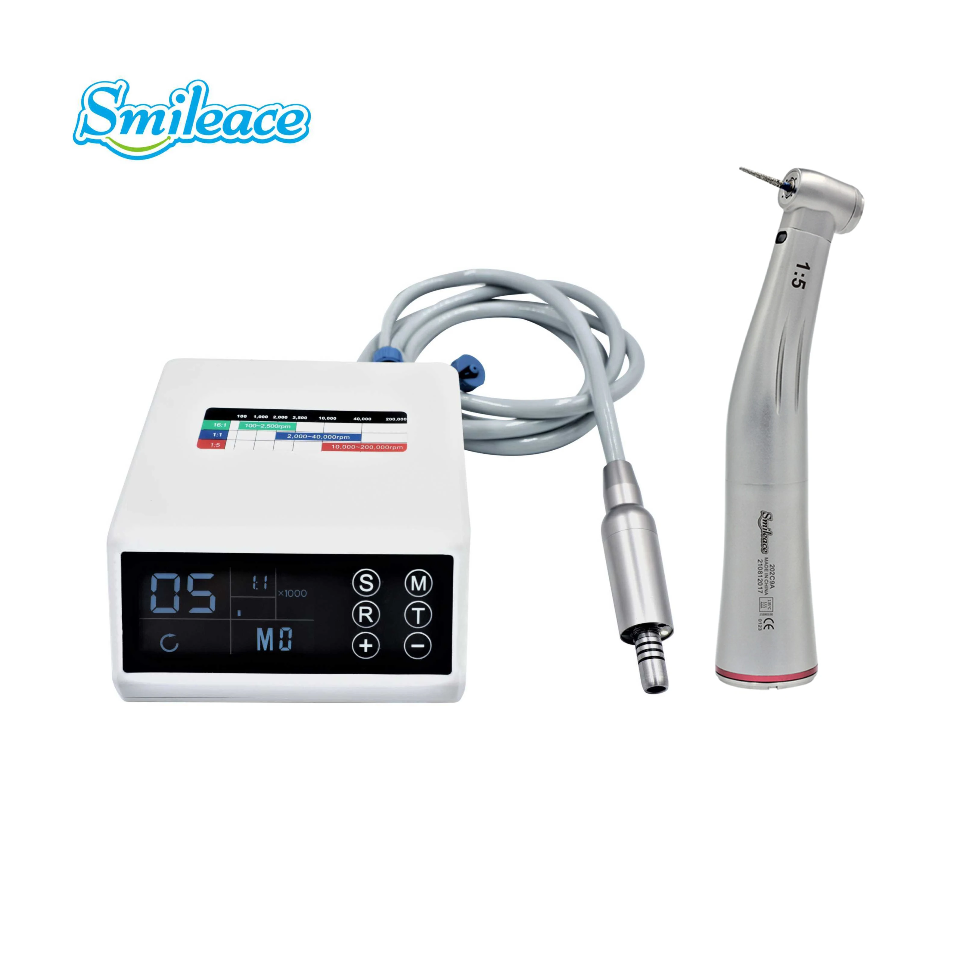 Dental LED Brushless Motor Portable Electric Micro Motor with 1:5 1:1 Contra Angle Low Speed Handpiece for Dentist Laboratory