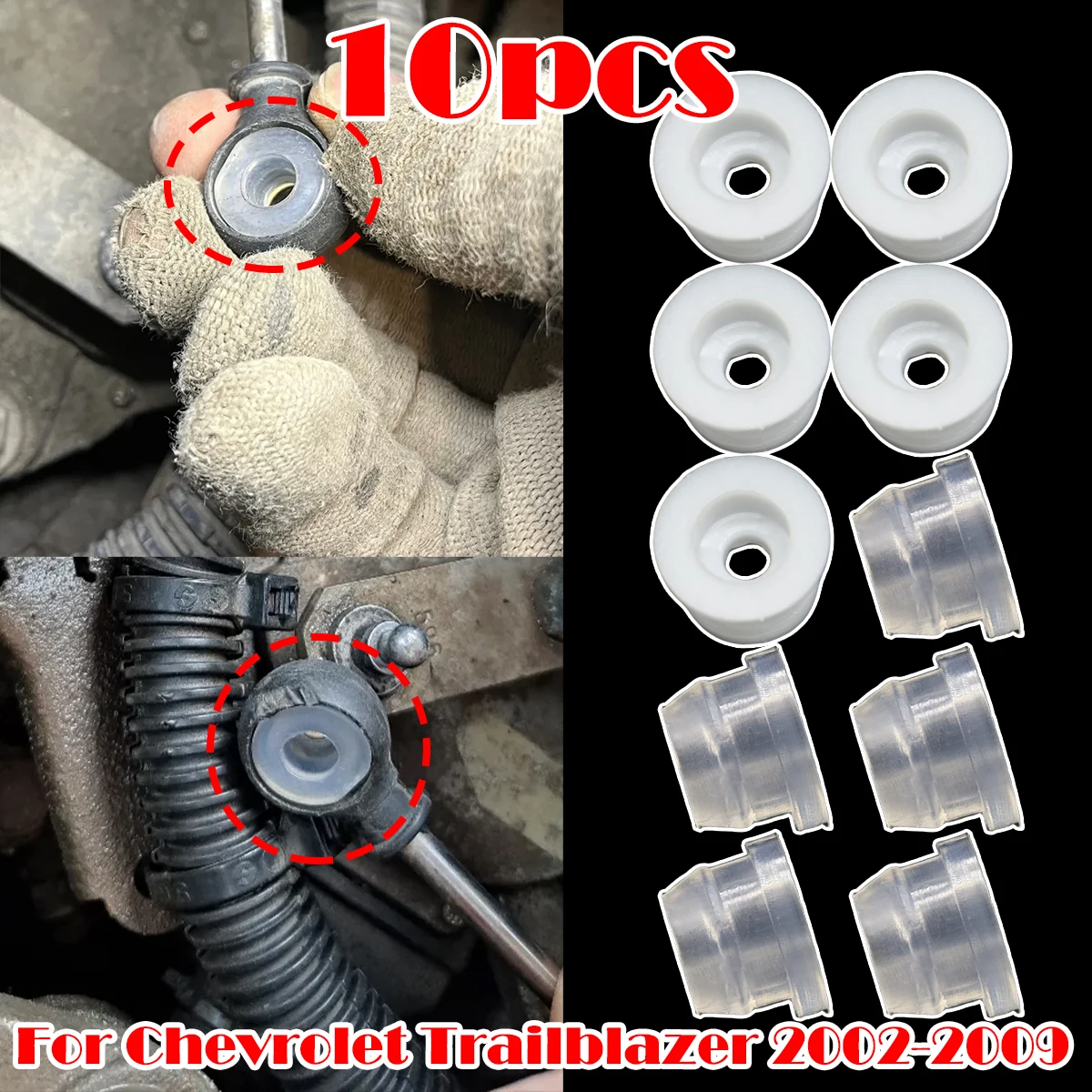 

10Pcs For Chevrolet Trailblazer 2002-2009 Shift Cable Linkage Bushing AT Gear End Transit Connector Sleeve Grommet Car Parts Kit