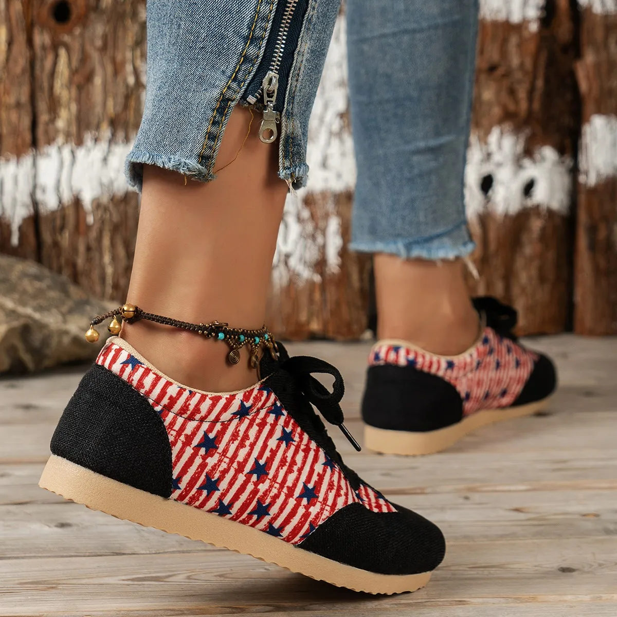 Casual Female Sneakers Women Vulcanized Shoes 2023 Summer Trend Color Blocking Printing Running Mom Shoe Lightweight Rubber Sole