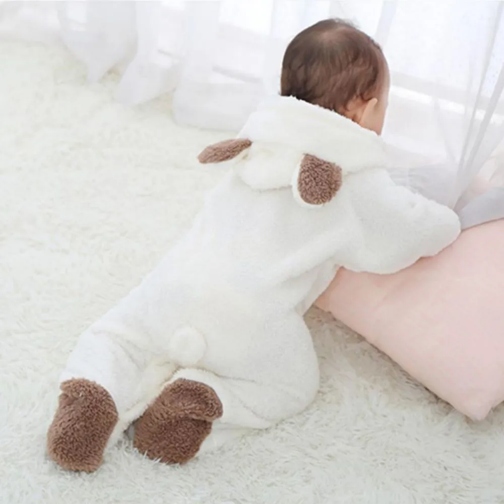 Newborn Baby Hooded Rompers Clothes Winter Infant Birth Costume Bear Jumpsuit Girl Boys Long Sleeve Kids Bodysuit