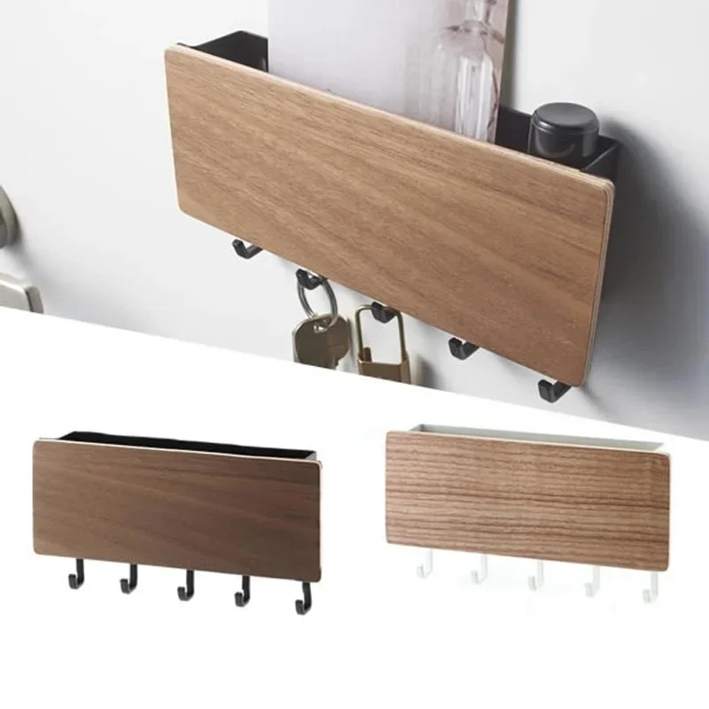 

Novel Wall-mounted Decorative Sundries Storage Box Prateleira Hanger Organizer Key Wooden Wall Rack