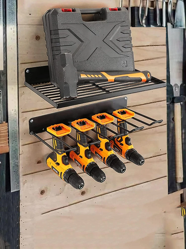 Imagem -03 - Mão Power Tool Organizer Rack 2-layer Montado na Parede Suportes de Broca Elétrica Heavy Duty Floating Tool Cabinet para Oficina Garagem