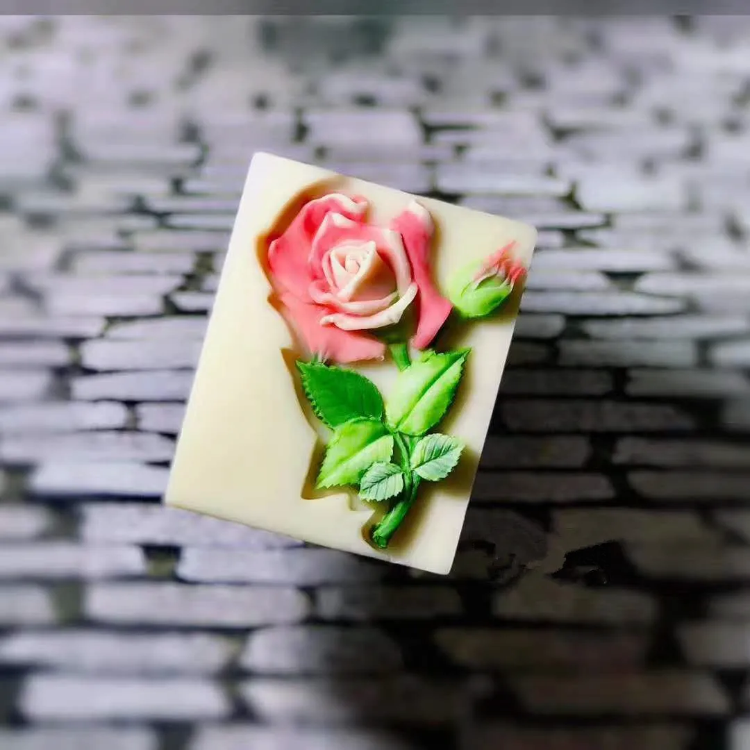 Rose Soap Mold Flower Silicone Soap Making Mold Candle Mold 3D Flower Rose Silicone Molds Soap Bar Soap Mold ArtCrafts Soap Form