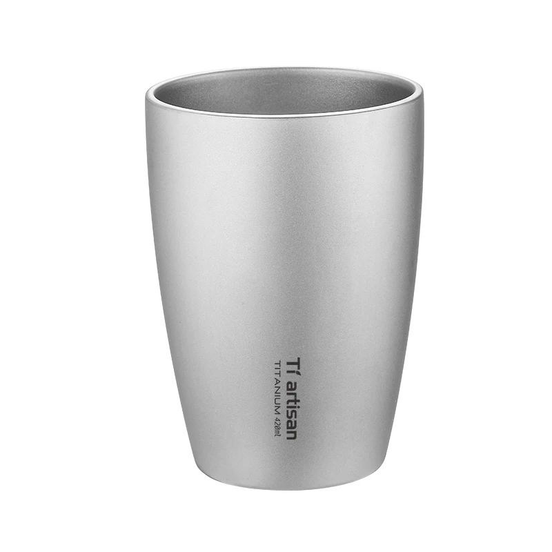 Tiartisan 280ML/420ML Doppelwandige Hitzebeständige Teetasse, Leichter Tragbarer Outdoor-Camping-Bierkrug Trinkgefäß