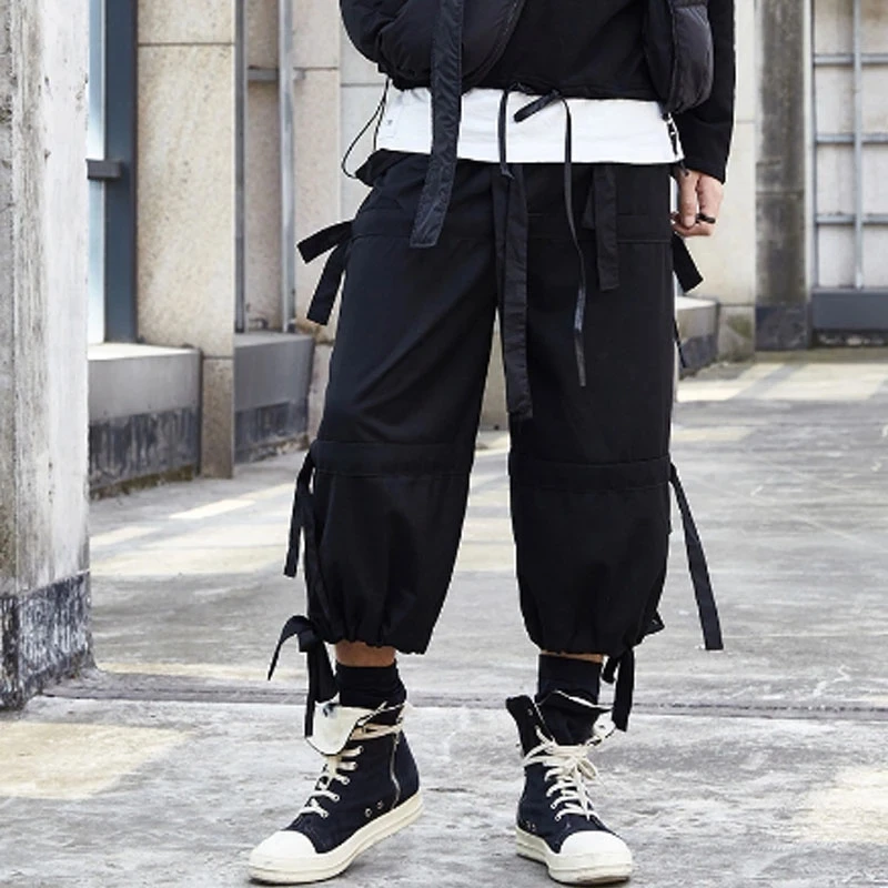 

Men's Straight Leg Overalls Spring/Summer Glamour Youth Hip Hop Street Casual Baggy Plus Size Cropped Pants