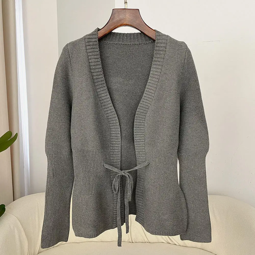 

Spring Autumn High-End Knitted Sweater Long Sve Open Cardigan Top Women's Faion Comfortable Breathable Color