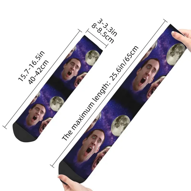 Novelty kaus kaki gaun Meme lucu pria Nicolas kaus kaki hangat motif 3D