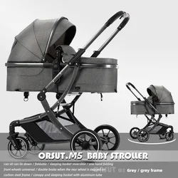 Stroller Can Sit or Lie Down Lightweight and Easy To Carry Two-way Swivel High Landscape Newborn Stroller Foldable Four-wheeler