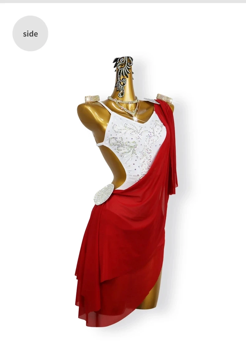 Lateinamerikanisches Tanzkleid, Sport-Party-Kostüm, Mädchen-Cabaret-Anzug, Ballkleid mit Fransen, elegante Damen-Wettbewerbskleidung, sexy Abendkleidung – Detail 8