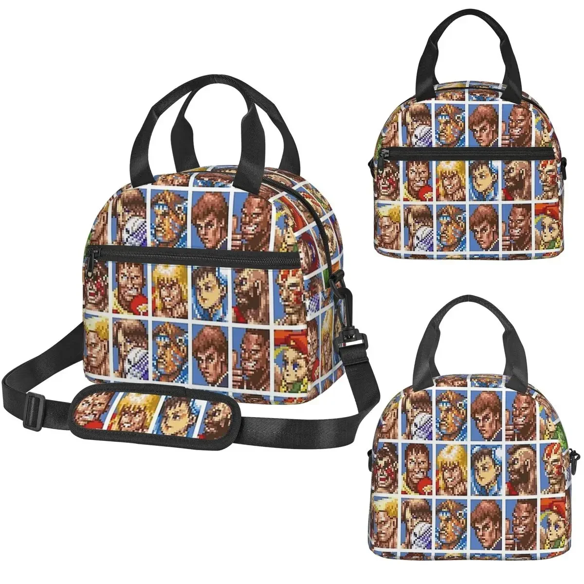Defeated Portraits Super Street Fighter Insulated Lunch Bag for Kids School Cooler Thermal Box Tote Portable Lunch Boxes