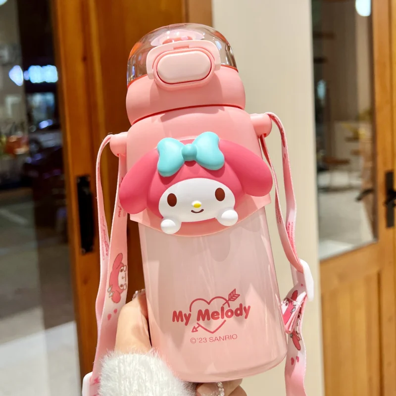 Sanrio Hello Kitty Straw Thermos, Copo super fofo bonito, Desenhos animados Yugui Dog, Alto valor, Água potável direta, Crossbody, Portátil