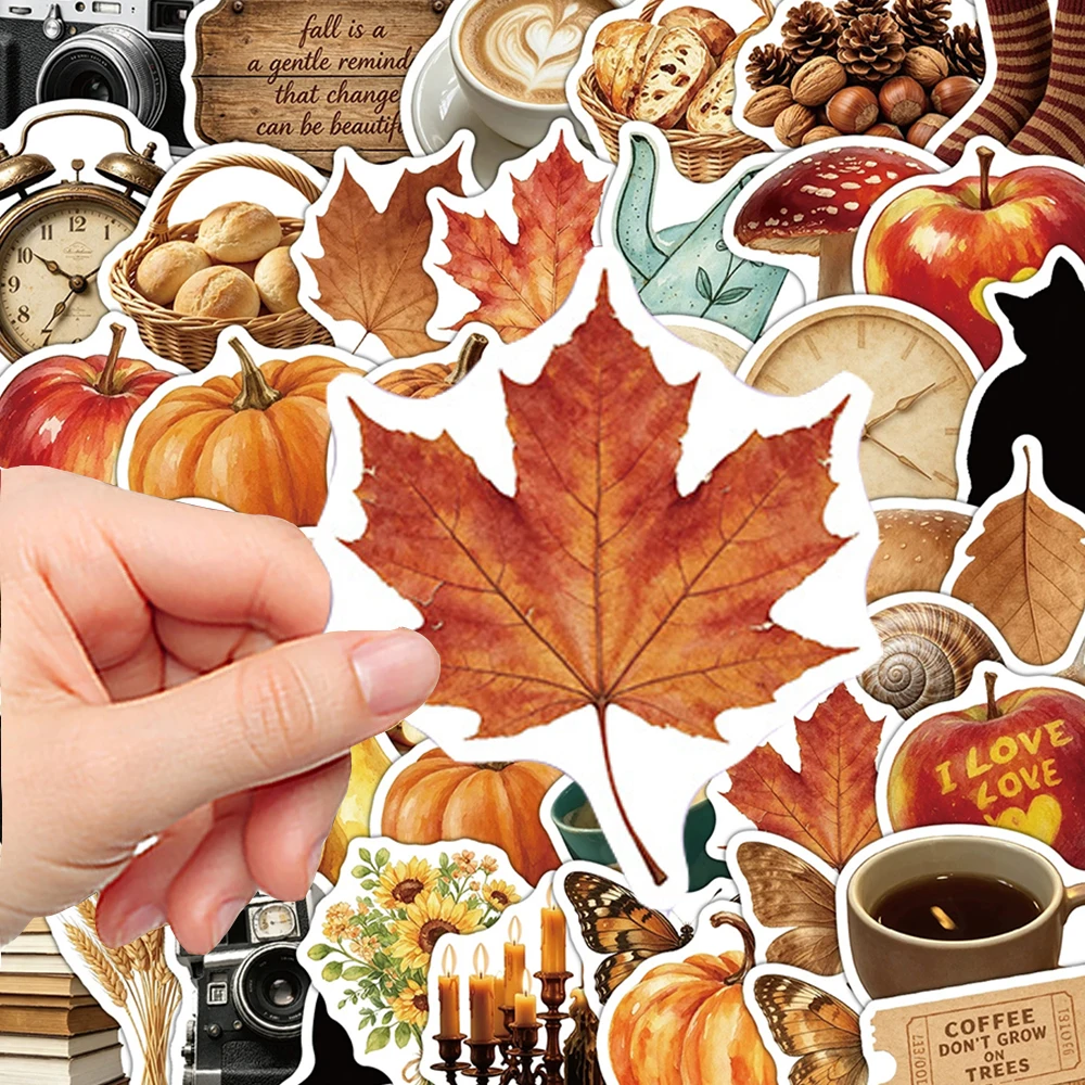 10/30/50pcs Cute Autumn Aesthetic Cartoon Stickers Waterproof DIY Suitcase Motorcycle Helmet Retro Graffiti Sticker Fun for Toy