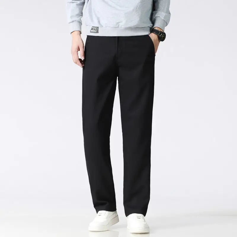 Big Size Mens Casual Pants Relaxed Fit Cotton Trousers Elastic Waist Drawstring Sweatpants Mens Jogger Pants Summer Spring