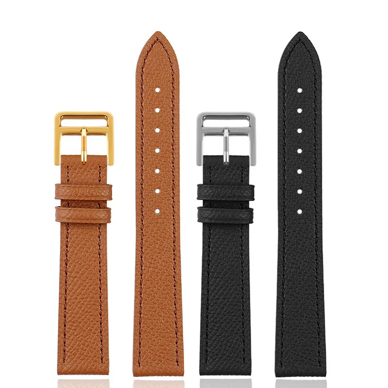 

For Hermes H Genuine Leather Watch Band HOUR Series Square Dial Thin Orange Cowhide Watch Band 14mm 16mm 18mm