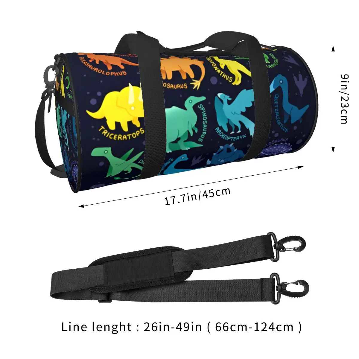 Dinosaurs In Space Pattern (Sport Bags Large Capacity Gym Bag Oxford Couple Printed Handbag Travel Training Funny Fitness Bag