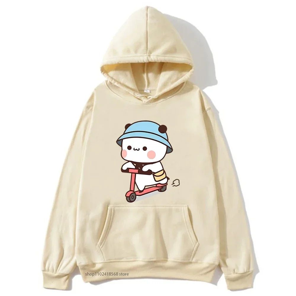 Mochi Brownie Bear Bike Riding Hoodie for Men Bubu Dudu Sweatshirt Couple Clothes Long Sleeve Clothing Streetwear Women Clothing