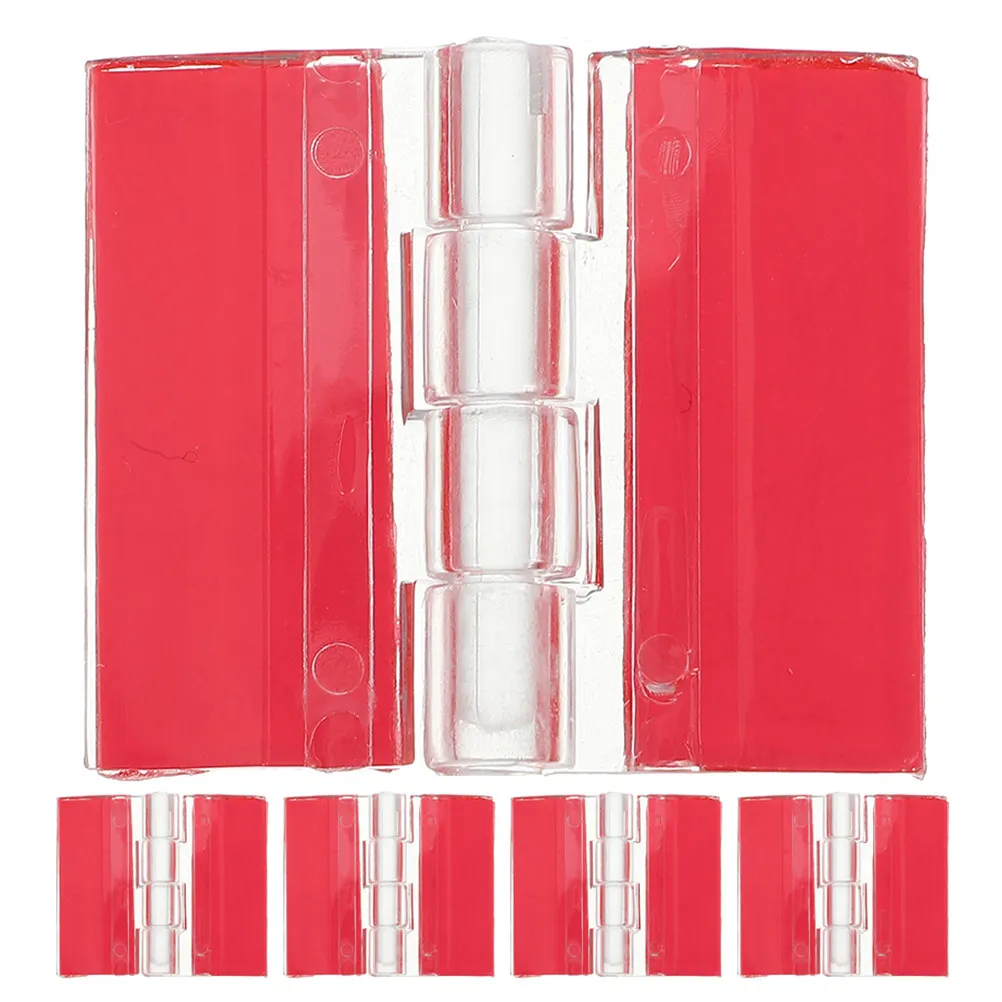 6Pcs Self Adhesive Acrylic Hinges Clear Small Transparent Folding Continuous Cabinet Door Hinges for Crafts 35x25mm Strong Bond