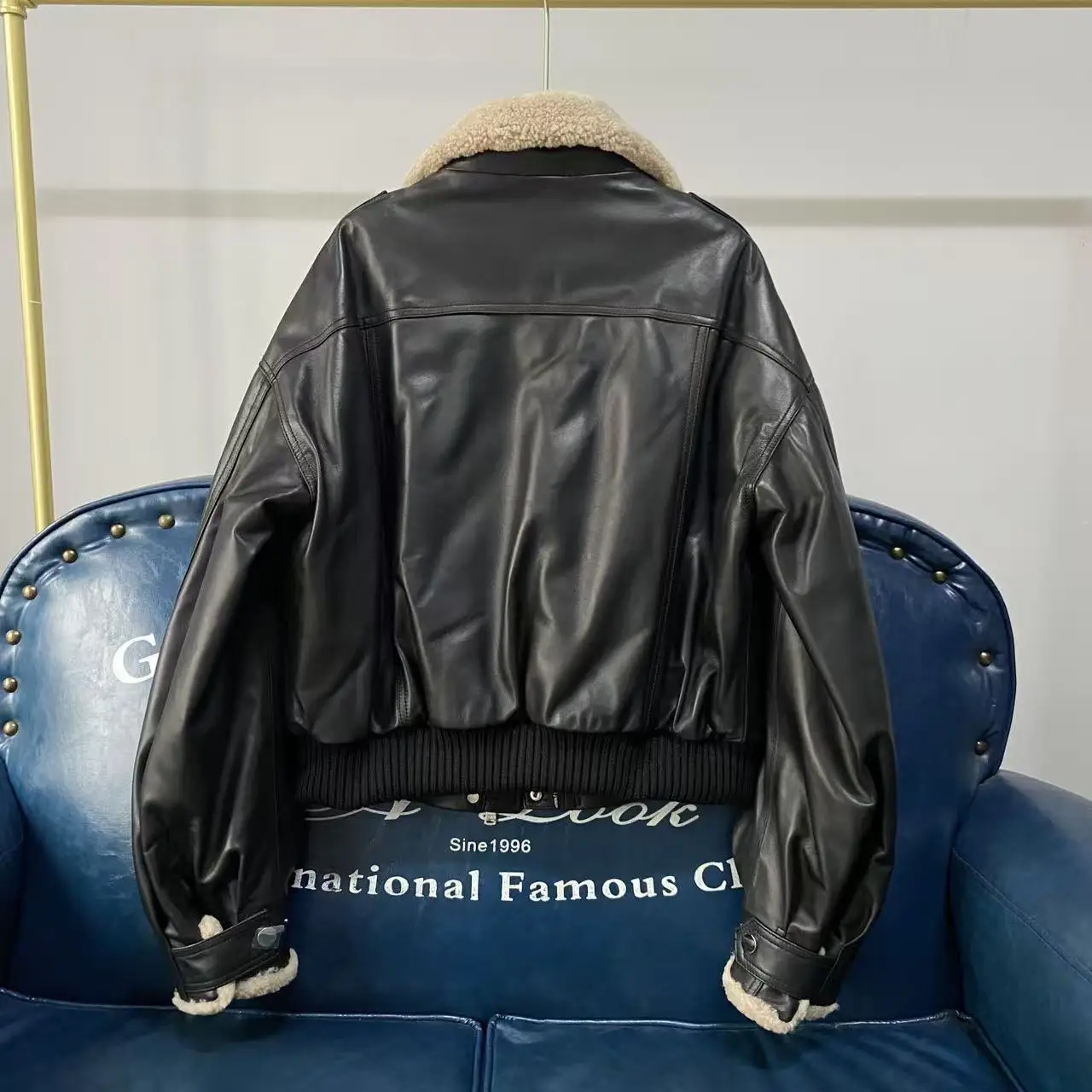 Invierno nuevo Sle mujer ort Slim Fit cuero Jaet eepskin motocicleta Jaet prendas de vestir exteriores Faionable abrigo juvenil