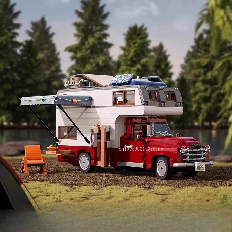 

IN STOCK MOC Camper Car Building Blocks Lighting Assembling City Model Bricks Construction Set for Boys Toy Birthday Gift