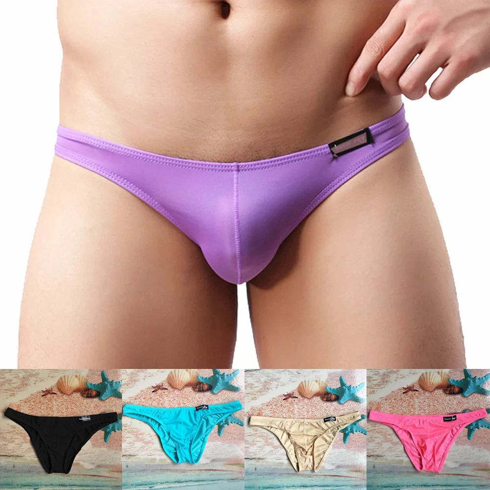 Men\'s Erotic Lingerie U Convex Men Underwear Sexy Low-Waist Ice Silk Transparent Briefs Panties Porn Boy Sissy Sexy Sex Sexual