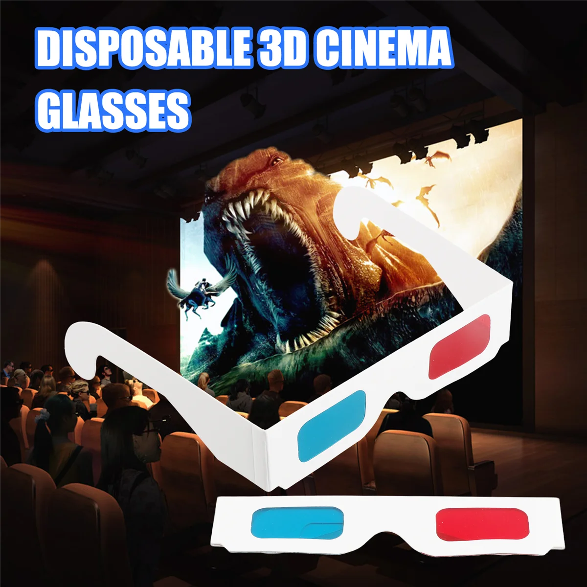 Kacamata 3D WHQT, 10 Pasang Lensa Stereo Kertas Merah dan Biru untuk Set Film Kacamata 3D Kertas Anaglyph