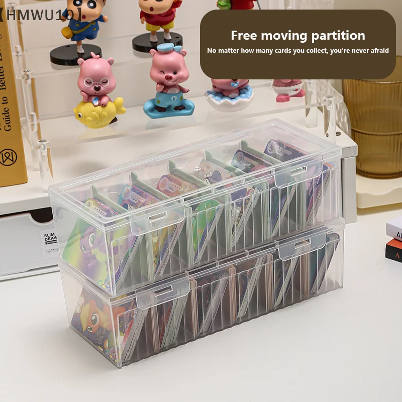 1PC Clear Plastic Compartmentalized Organizer Box Holds 550+ Game Cards Storage Box With Adjustable Divider For Cards