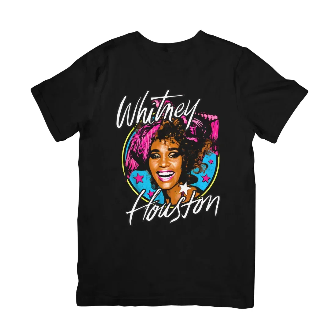 

2025-26 Summer Whitney Houston Illustrated Graphic 100%Pure Cotton Printed POP ARTISTS Trend T-shirt Unisex Oversized Casual Y2k